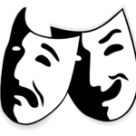Illustration of conventional comedy and tragedy theatrical masks. Source: https://commons.wikimedia.org/wiki/File:Comedy_and_tragedy_masks_without_background.svg