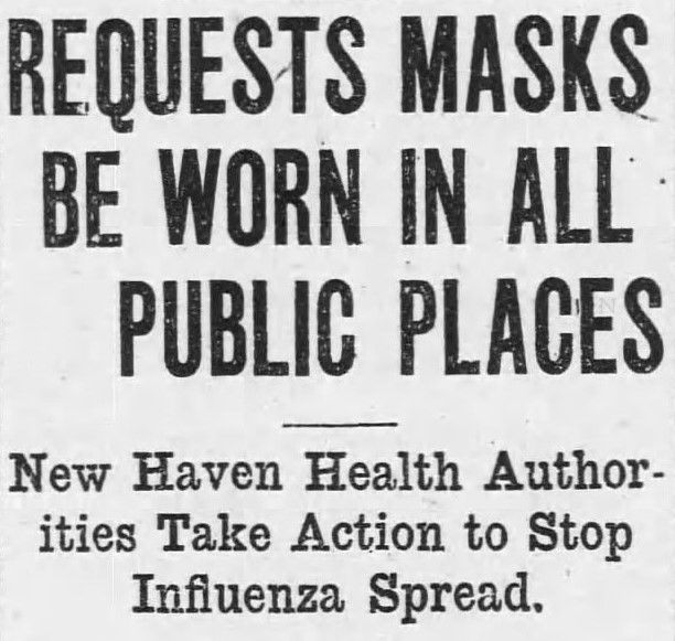 Newspaper clip from 1918 describing the influenza pandemic.