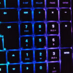 The numerical pad of a keyboard with background illumination.