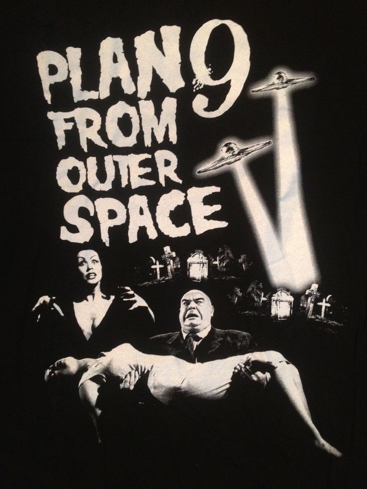The picture shows the film poster of Ed Wood's film "Plan 9 from Outer Space".