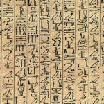The picture shows  cursive hieroglyphs from the Papyrus of Ani, an example of the Egyptian Book of the Dead. Source: https://commons.wikimedia.org/wiki/File:Papyrus_Ani_curs_hiero.jpg